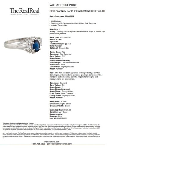 Platinum Sapphire & Diamond Cocktail Ring Size 5 Total Carat Weight 0.38 - Picture 13 of 16